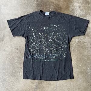 VINTAGE HEAVENLY BODIES SHIRT MENS MEDIUM CONSTELLATIONS ASTRAL GLOW IN THE DARK